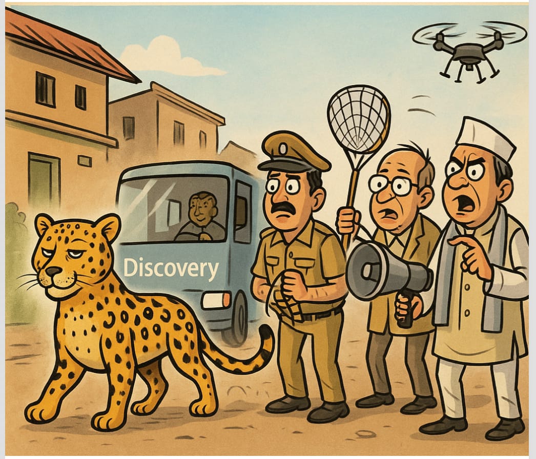 शहर के पादरी बाजार क्षेत्र से लगे एरिया में लगभग सात दिनों से तेंदुआ शहर में आराम से घूम रहा है,